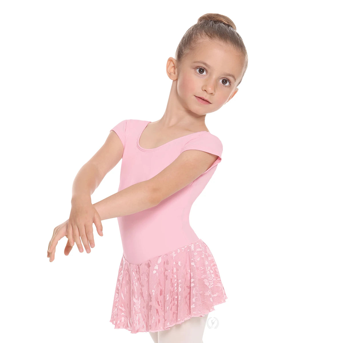 Eurotard Girls Impression Mesh Bow Back Short Sleeve Dance Dress