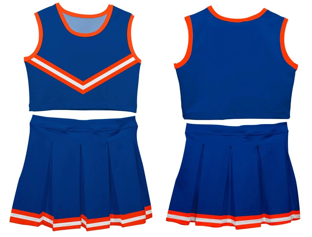 Royal and Orange Sleeveless Cheerleader Set