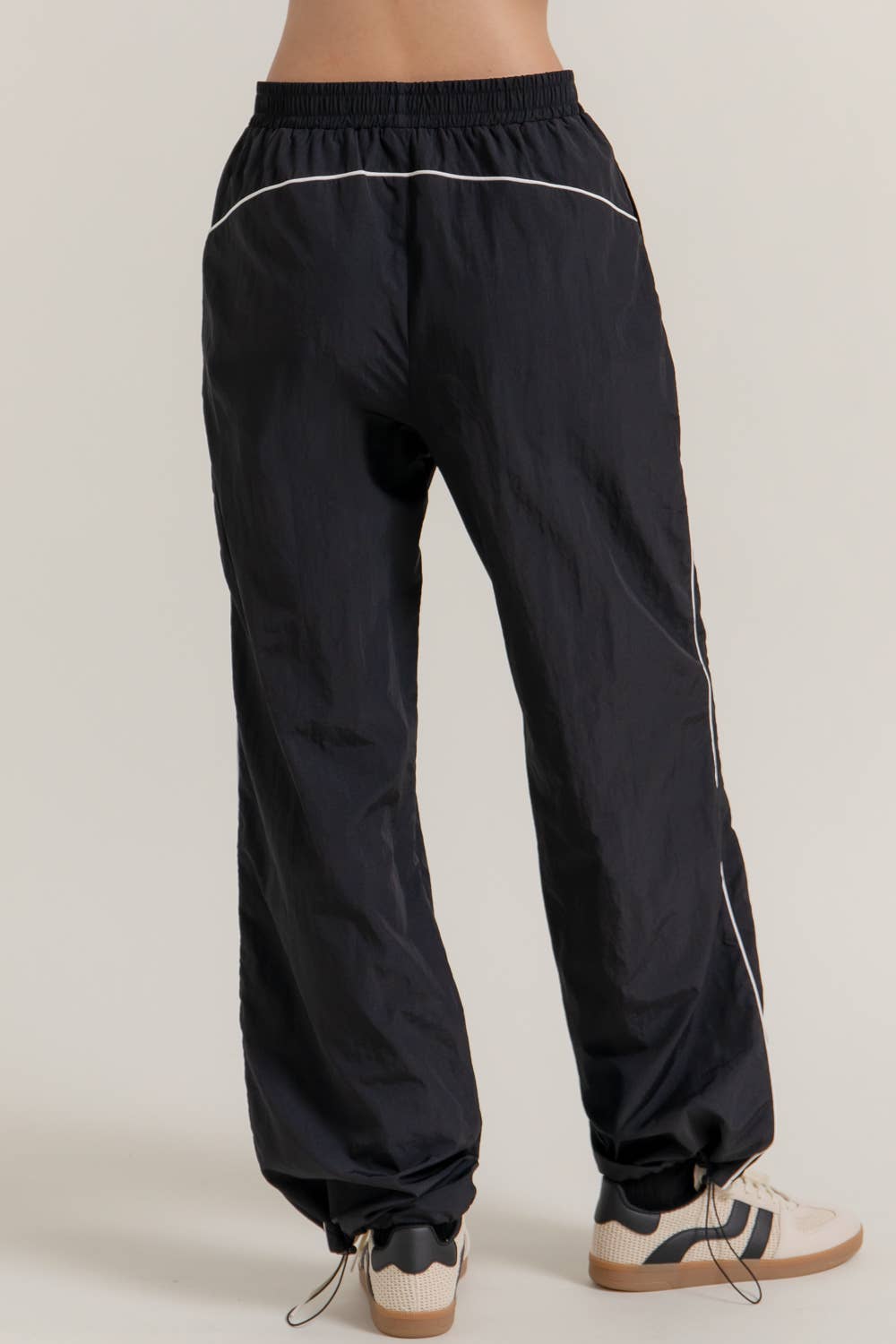 Anorak Fabric Side Piping Track Pants with Opening Stopper