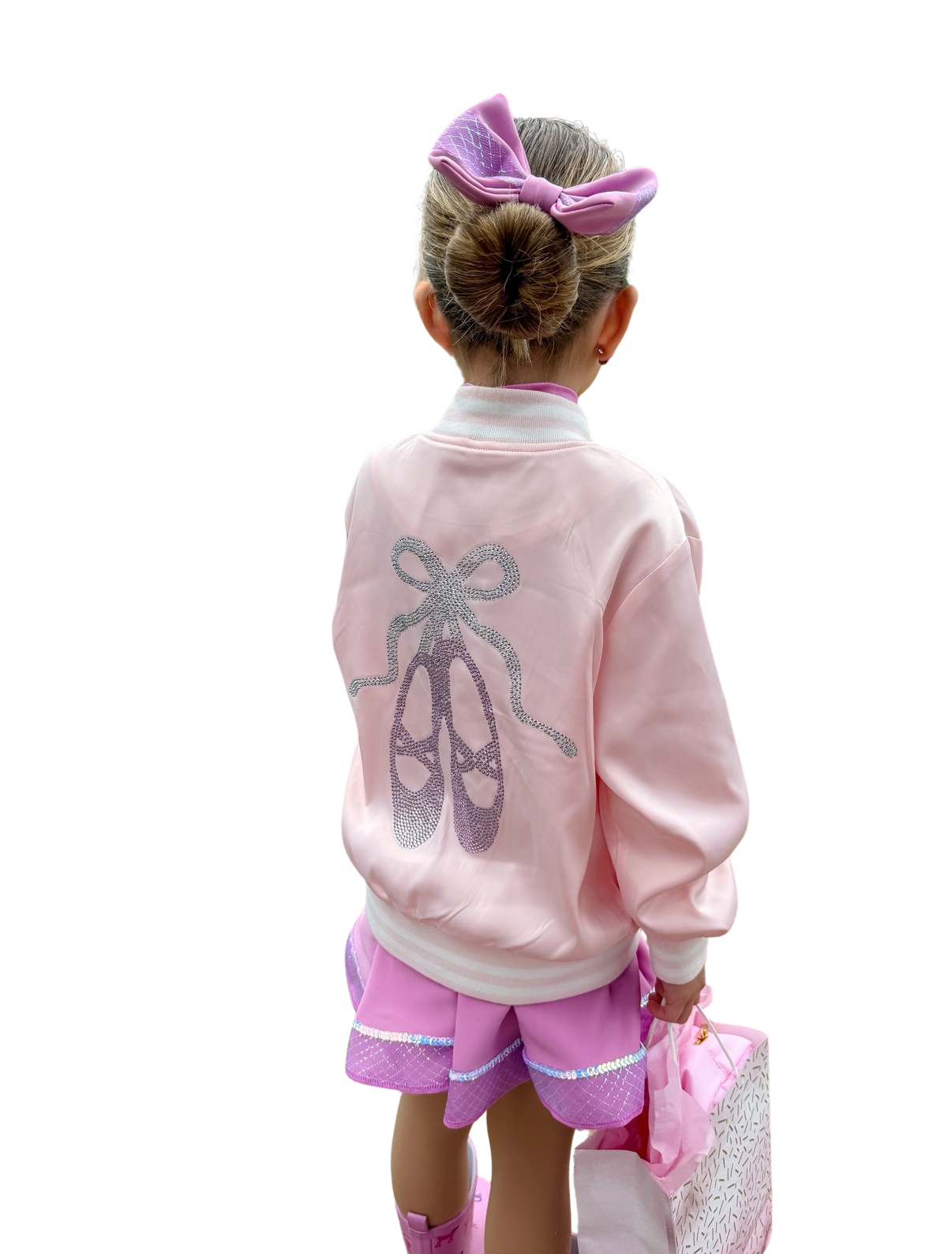 Rhinestone Ballet Satin Bomber