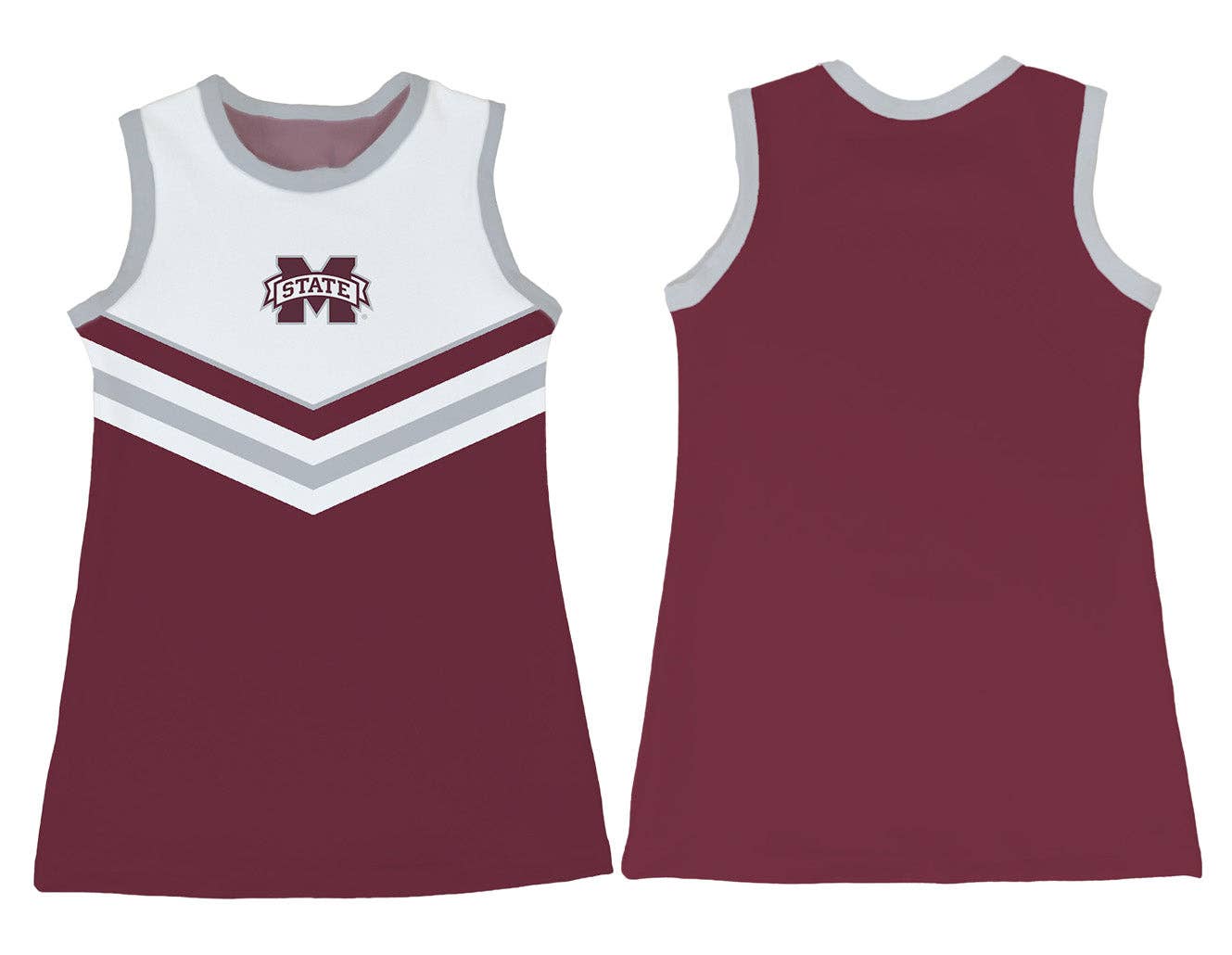 Mississippi State Bulldogs Sleeveless Cheerleader A Line Dress White and Maroon