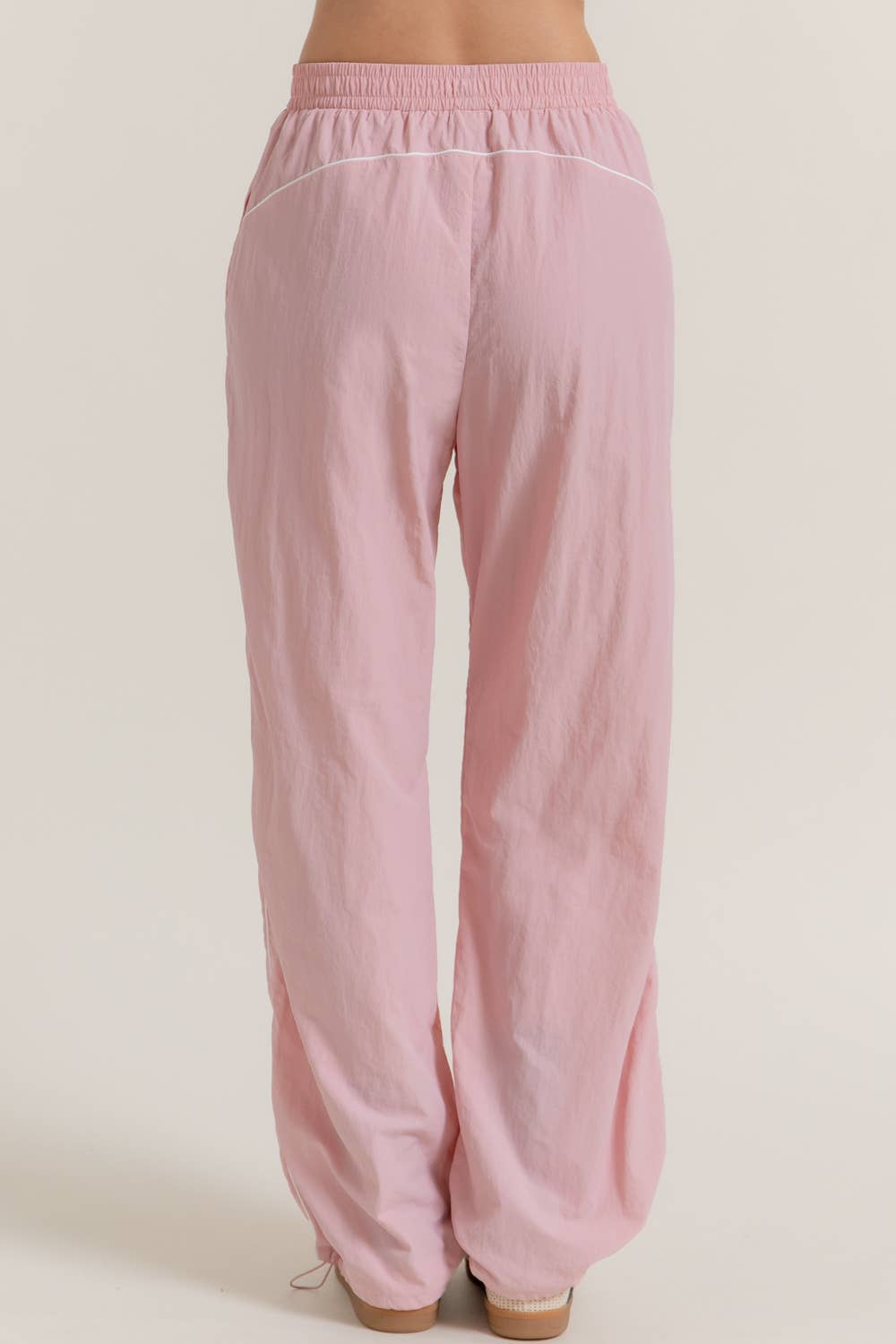 Anorak Fabric Side Piping Track Pants with Opening Stopper