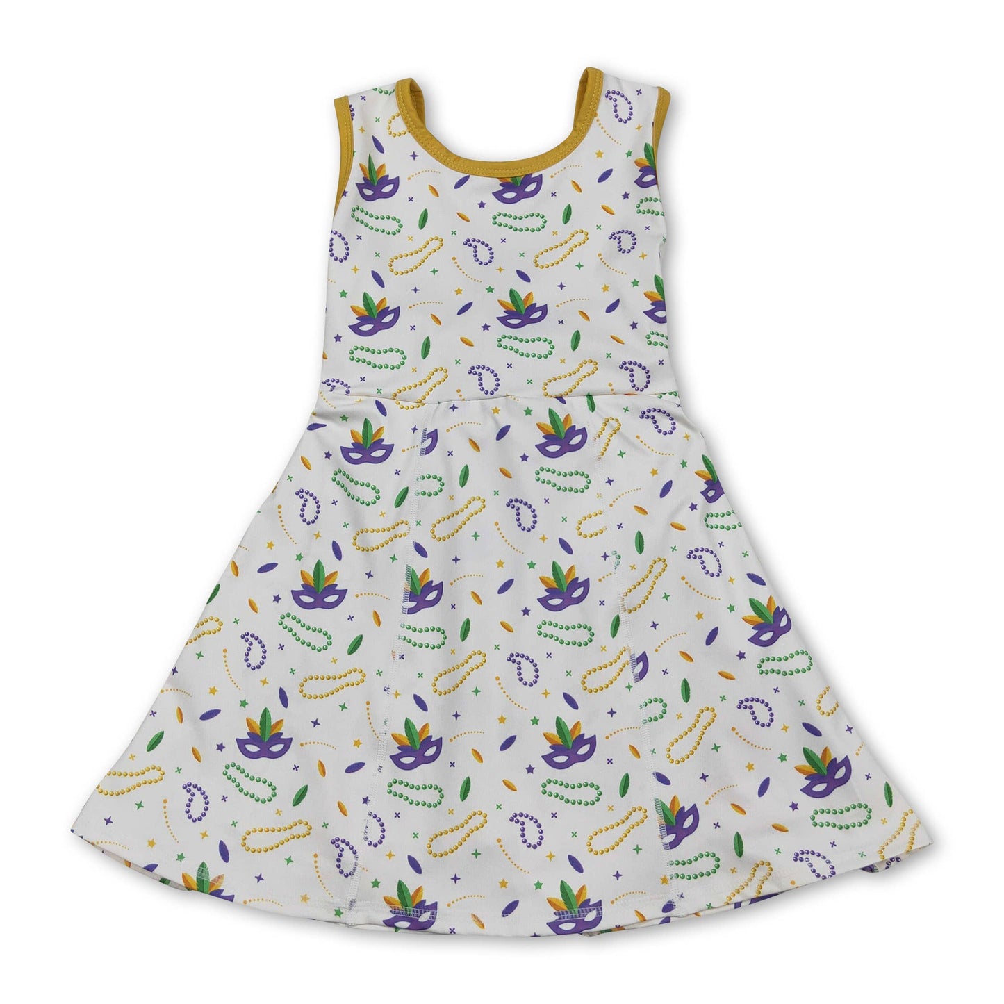 Yellow green purple plaid girls Mardi Gras athletic dress