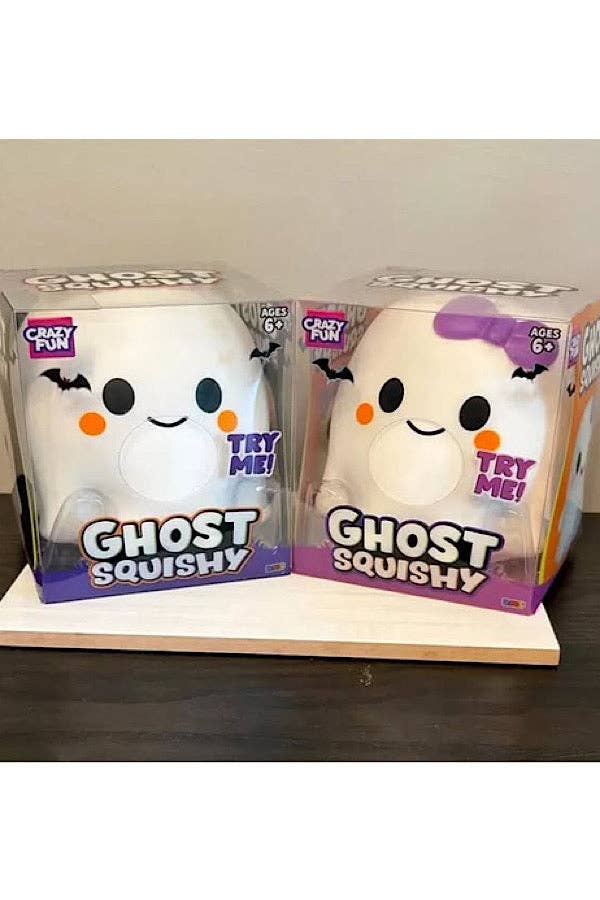 Friendly Ghost with Bow Squishy Toy
