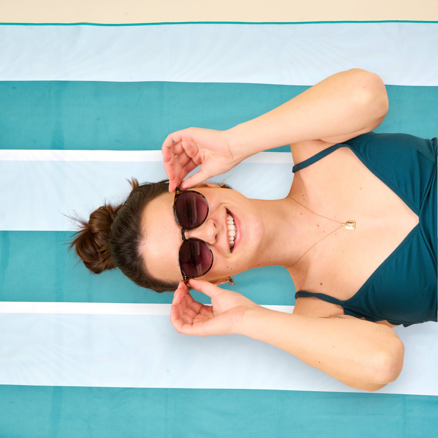 The Darling Effect XL Quick-Dry Beach Towel–Sicily Stripes Teal