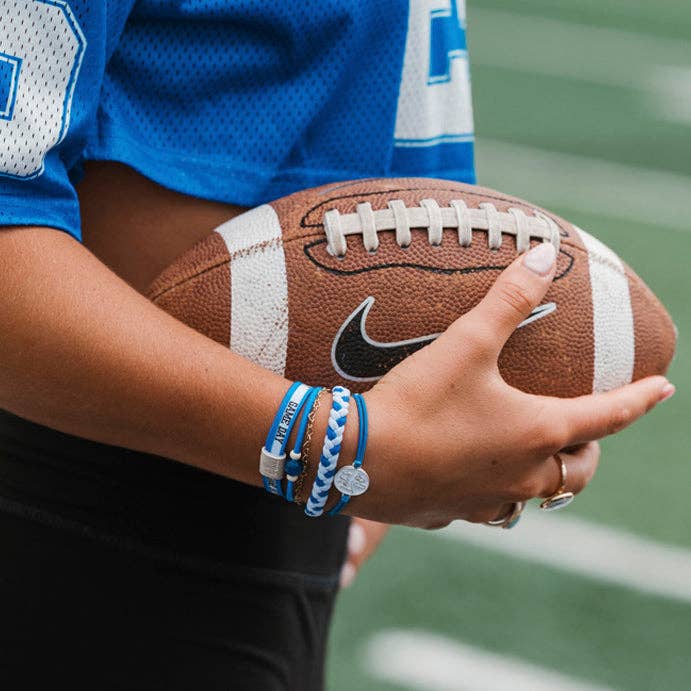 k'lani "Game Day" Blue & White Hair Tie Bracelets