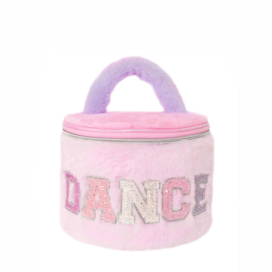 Color Block Plush 'DANCE' Round Glam Bag