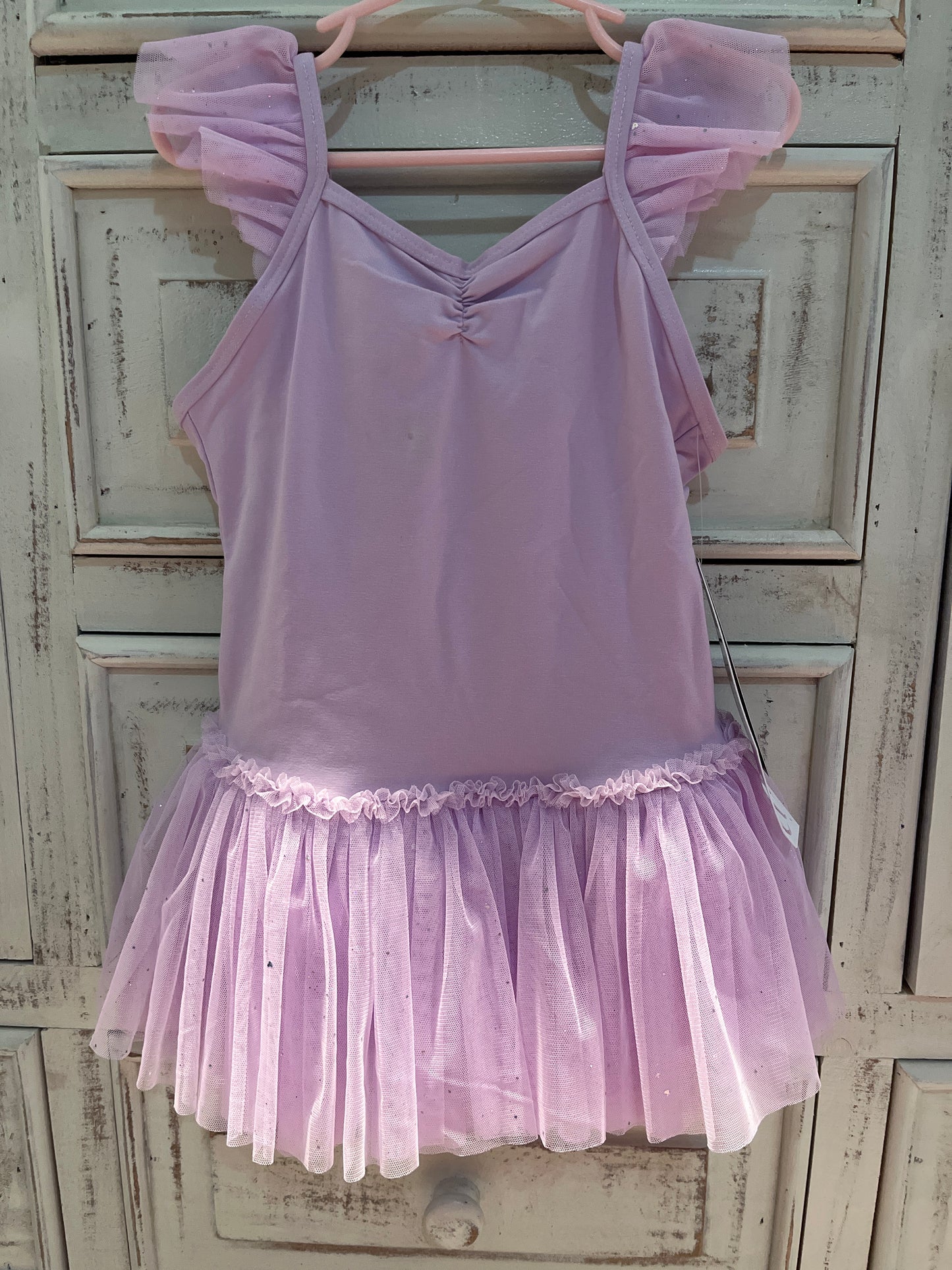 Danz N Motion Flutter Sleeve Dress With Glitter Skirt