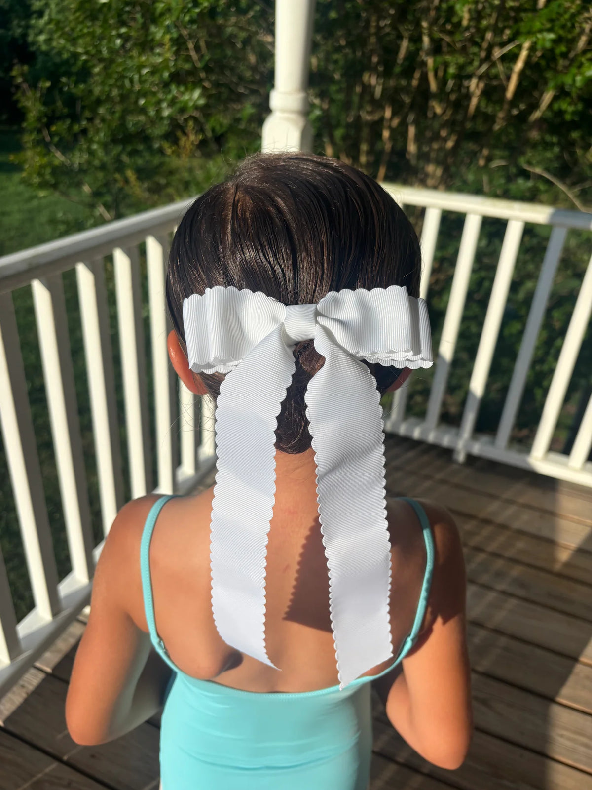 Harper Rose Laine White Scalloped Bow