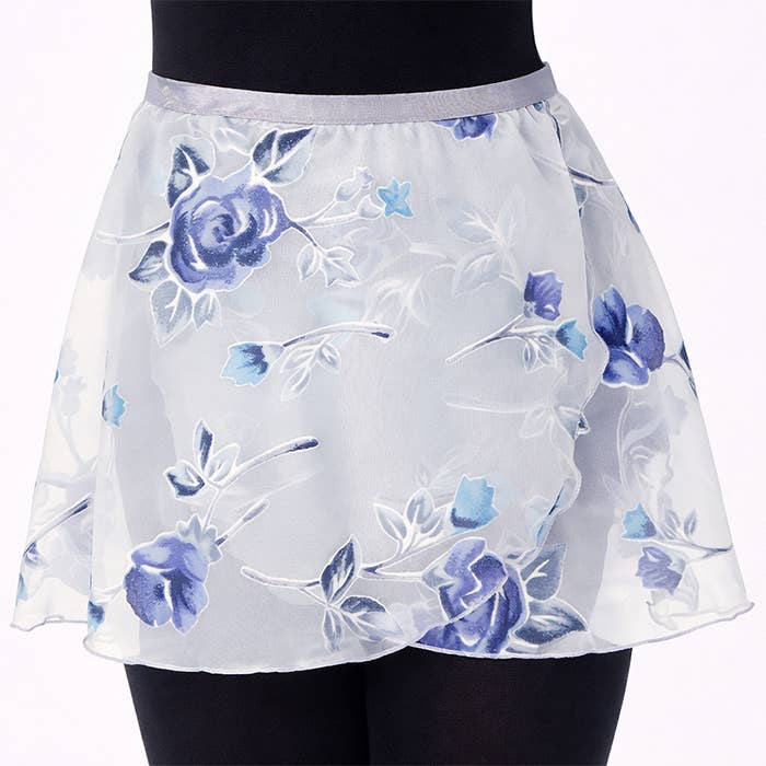 4486Gr Ladies 14" Floral Expressions Wrap Skirt (Grey)