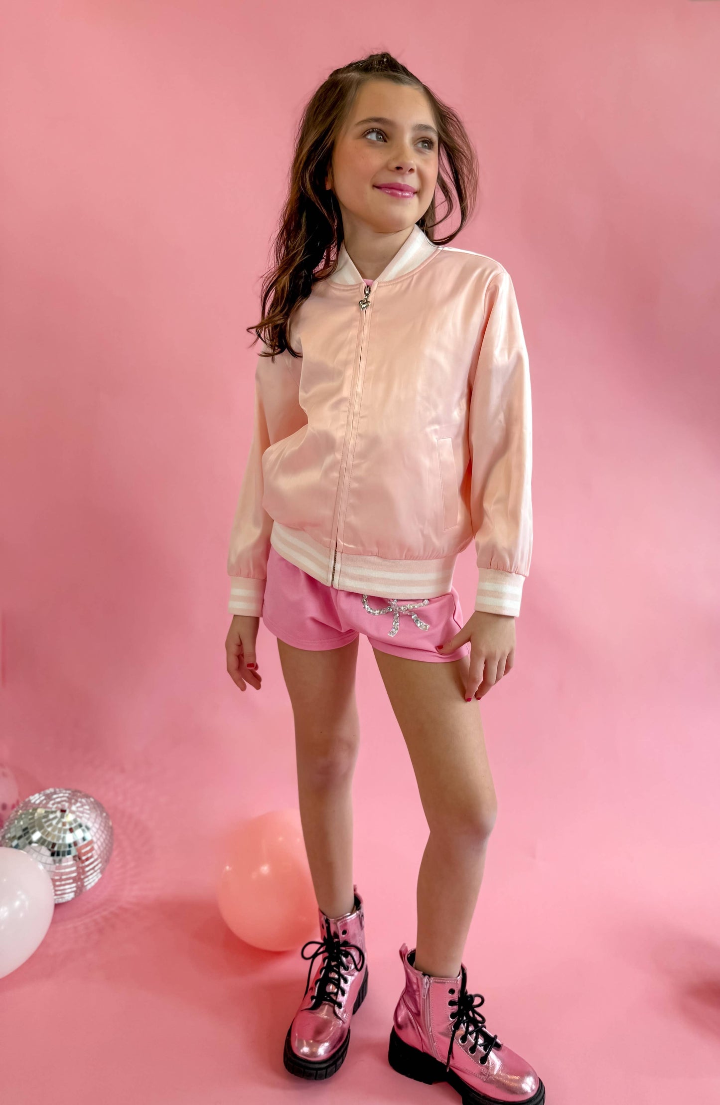 Rhinestone Ballet Satin Bomber