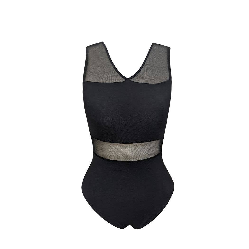 V-Neck Mesh Inset Leotard