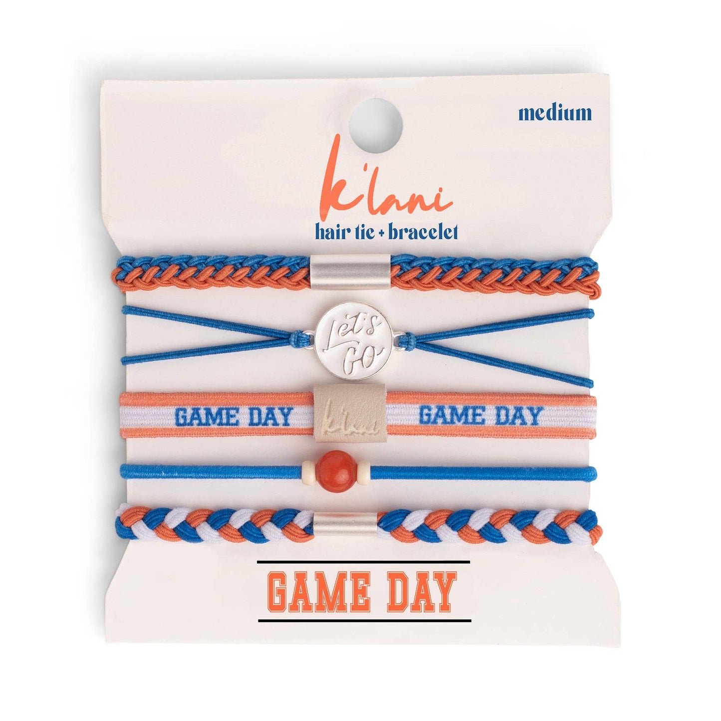 k'lani "Game Day" Blue & Orange Hair Tie Bracelets