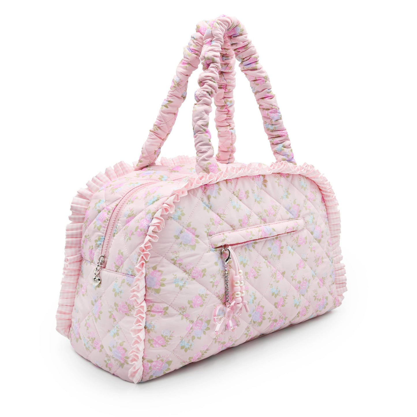 Quilted Floral Printed Medium Duffle Bag