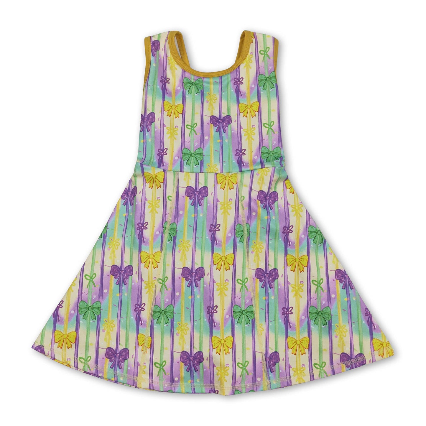 Yellow green purple plaid girls Mardi Gras athletic dress