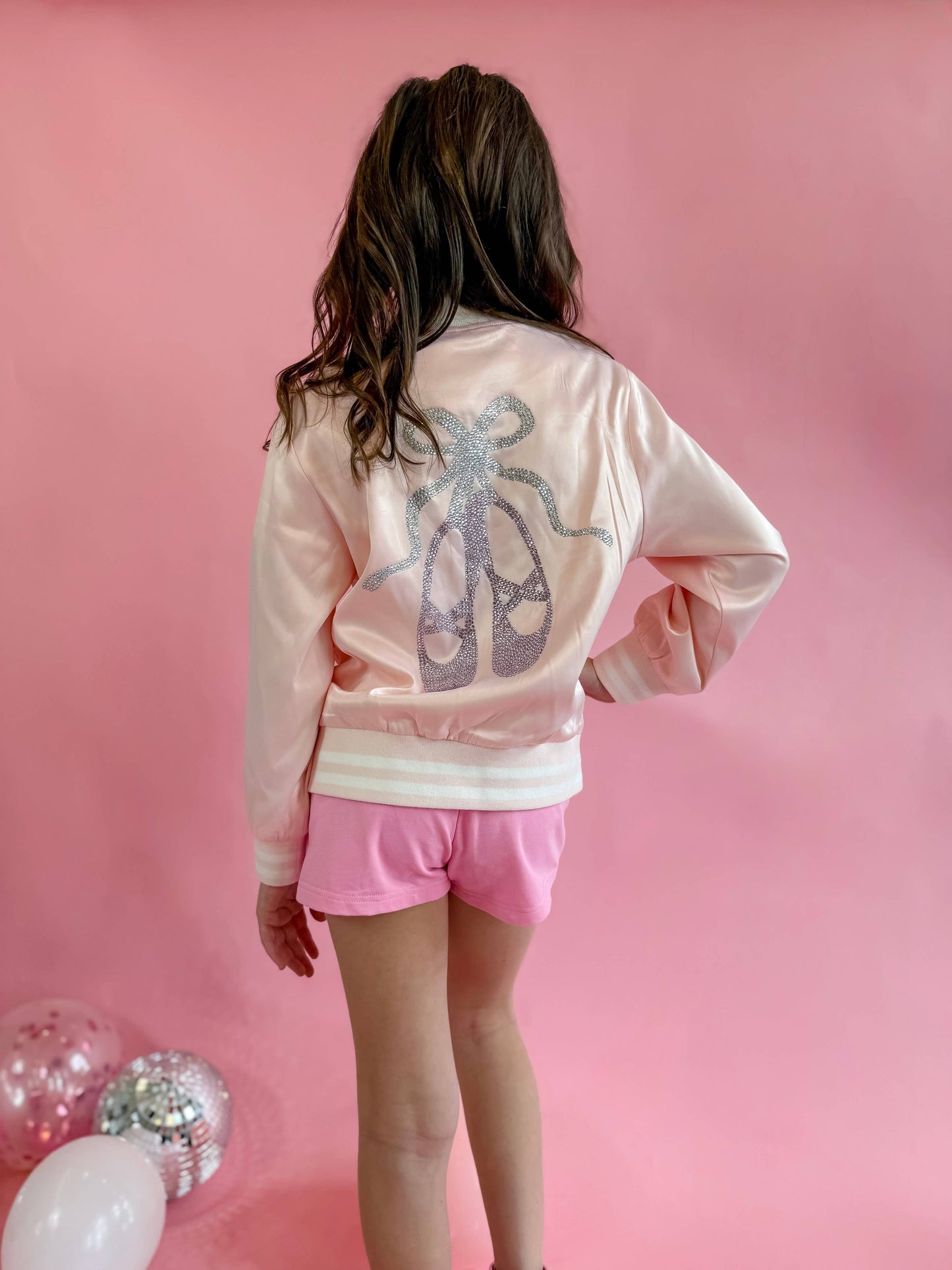 Rhinestone Ballet Satin Bomber