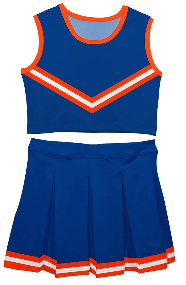 Royal and Orange Sleeveless Cheerleader Set