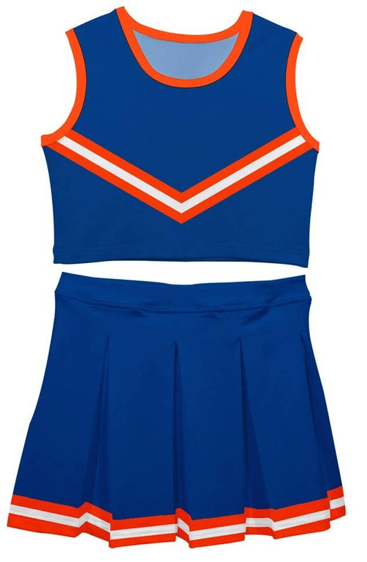 Royal and Orange Sleeveless Cheerleader Set