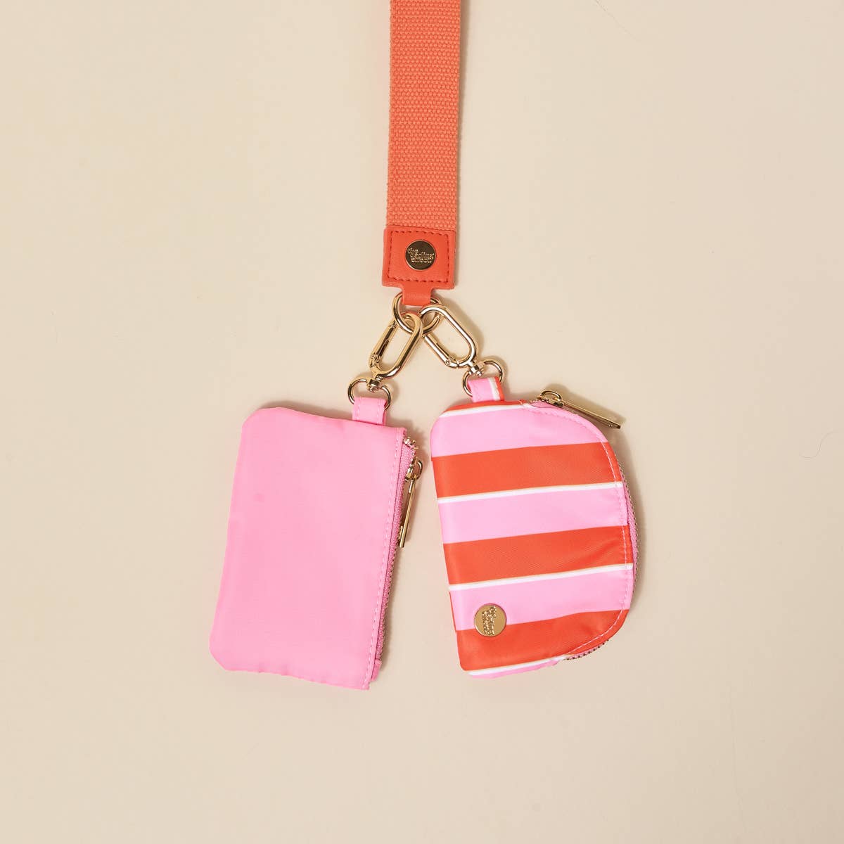 The Darling Effect Dynamic Duo Pouch Wristlet–Sicily Stripes Pink