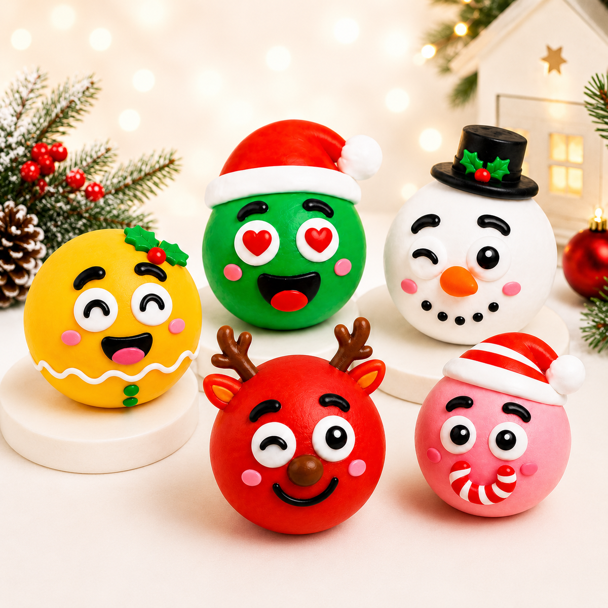 Funny Faces Squishy Balls — Christmas Edition