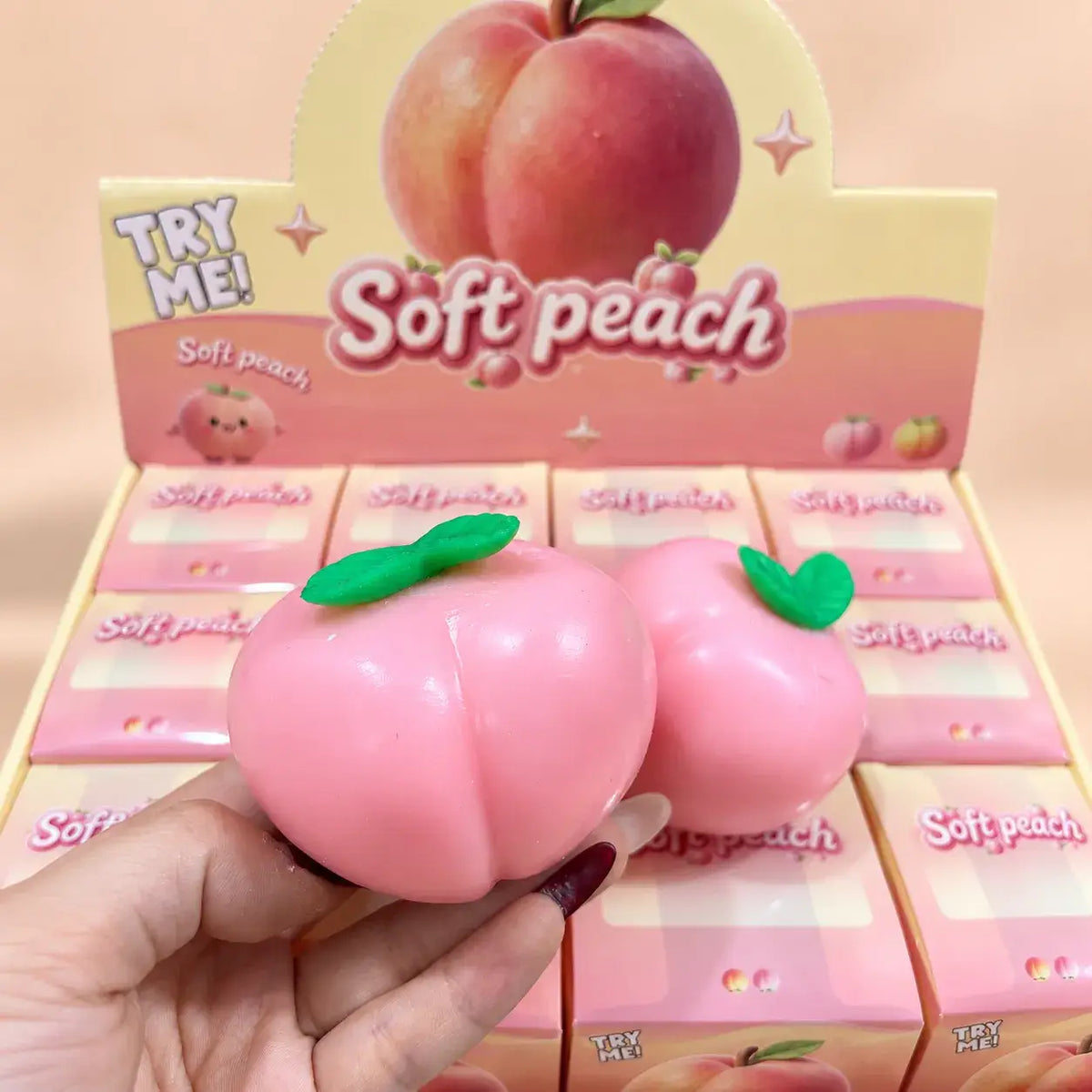 Crunchy Peach Block Squishy Toy