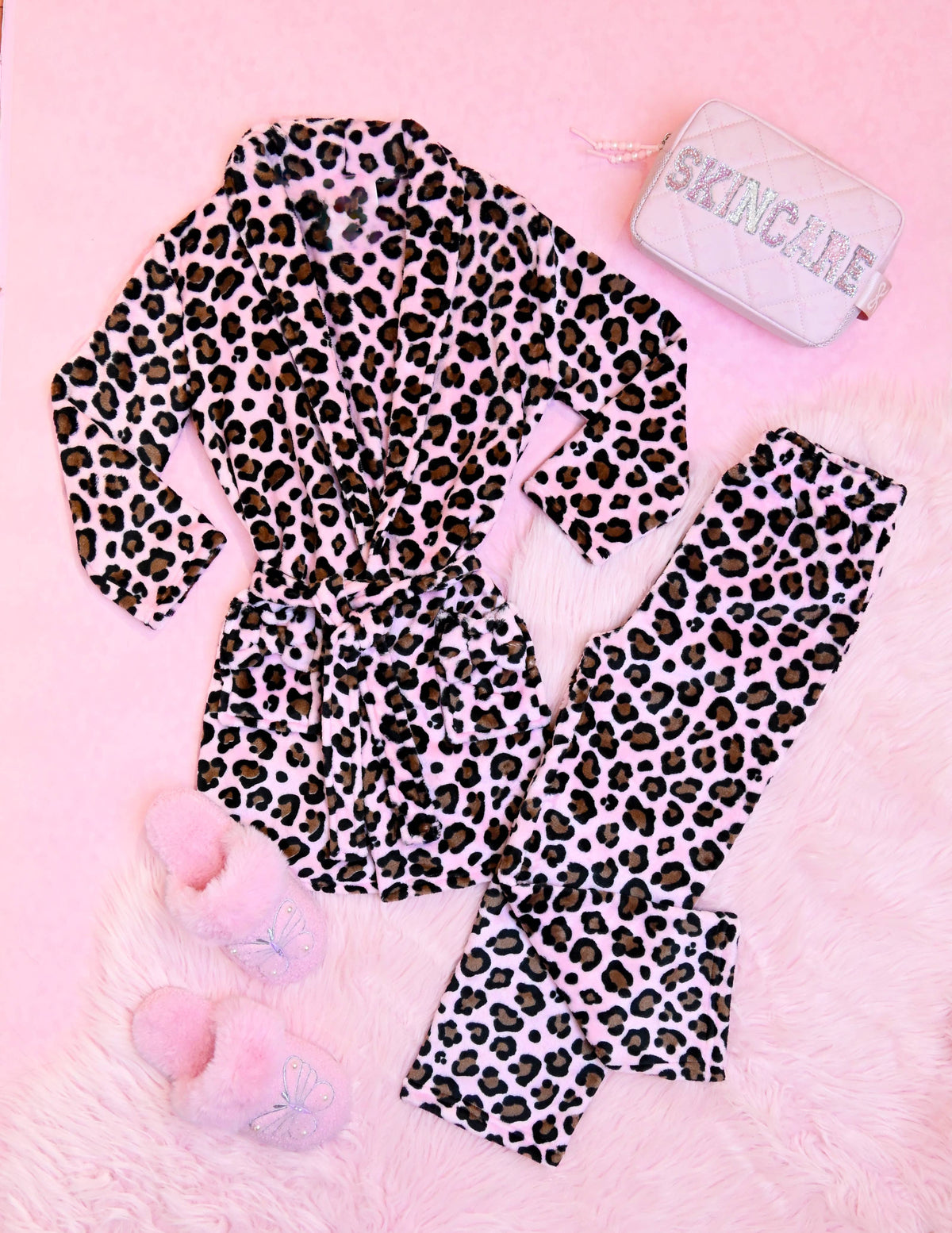 Fleece Leopard Printed Cozy Bathrobe
