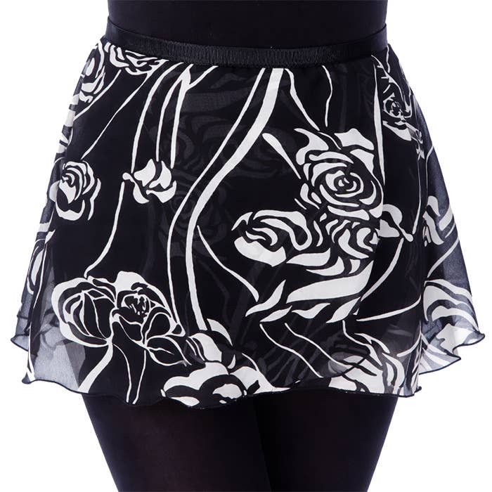 4495A Ladies 12" Black & White Selection Print Wrap Skirt