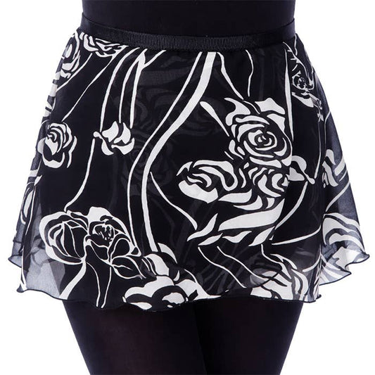 4495A Ladies 12" Black & White Selection Print Wrap Skirt