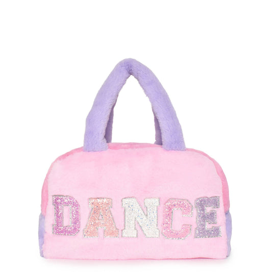 Color Block Plush "DANCE" Medium Duffle Bag
