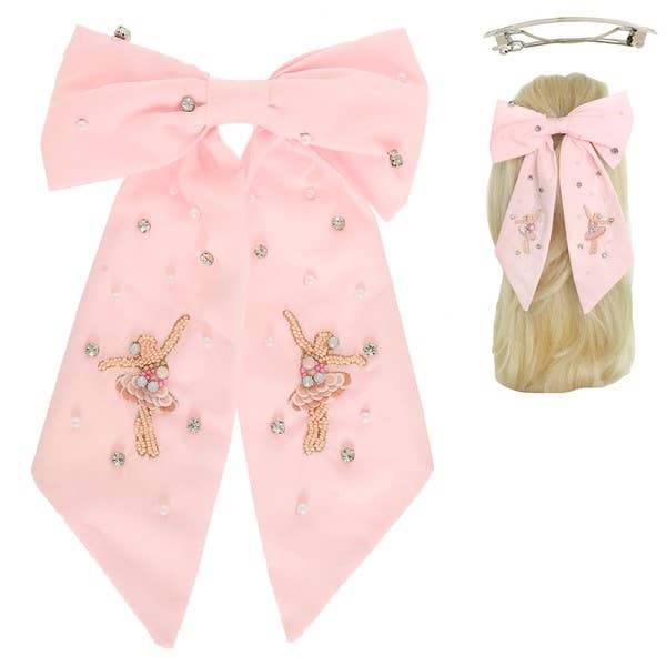 JEWELED BALLERINA BOW BARRETTE HAIR CLIP H17300