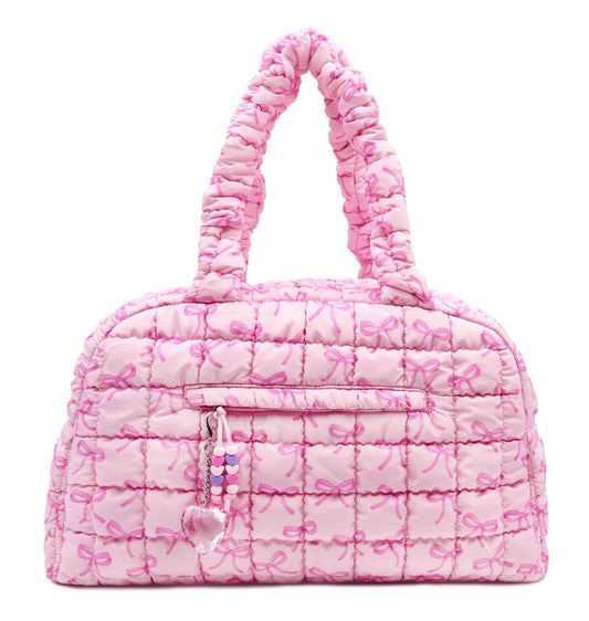 Quilted Scrunchies Bow Printed Medium Duffle Bag