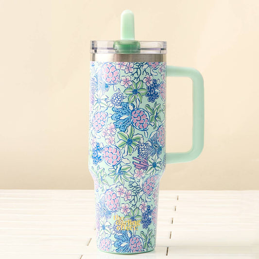 The Darling Effect 40 oz Lifestyle Flip Straw Tumbler–Coastal Cove