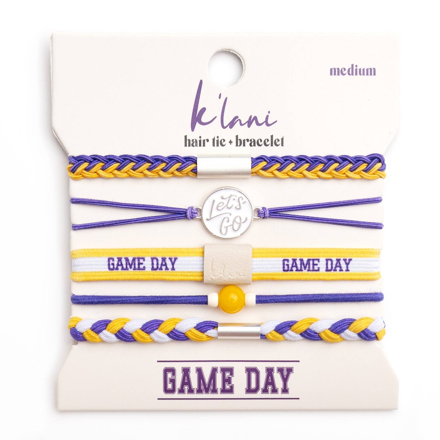 k'lani "Game Day" Purple & Yellow Hair Tie Bracelets
