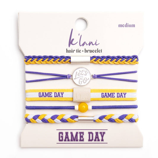k'lani "Game Day" Purple & Yellow Hair Tie Bracelets