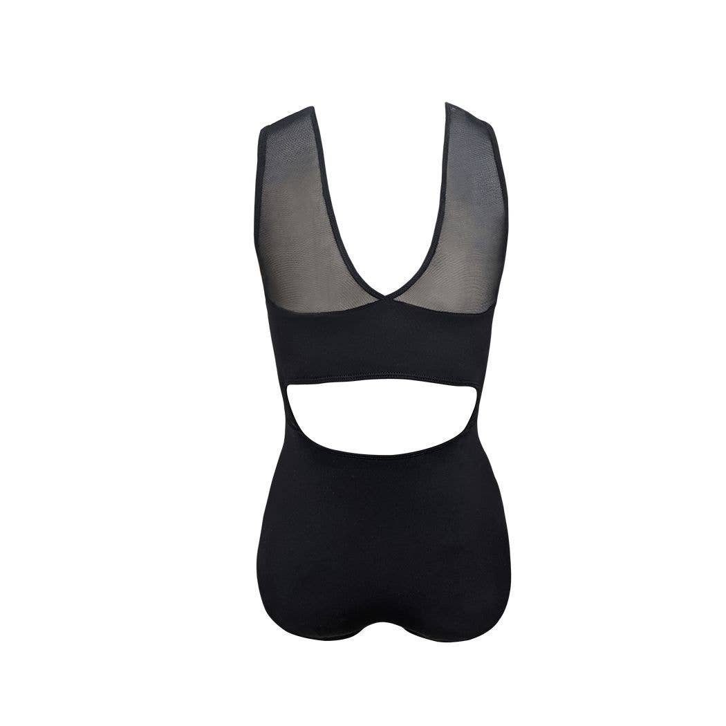 V-Neck Mesh Inset Leotard