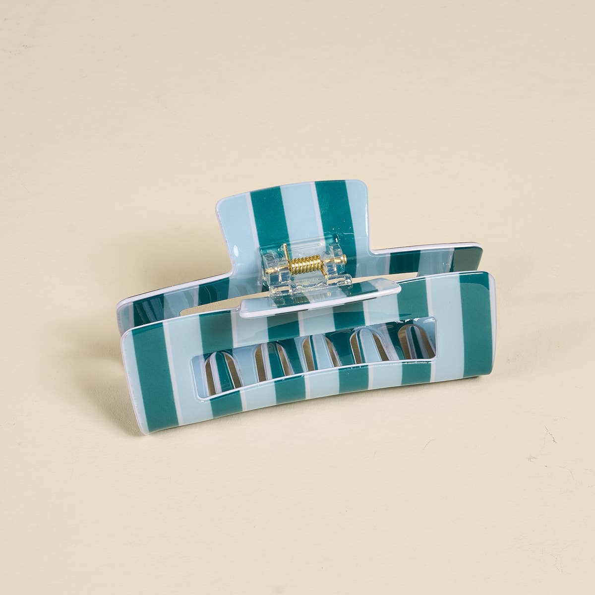 The Darling Effect Claw Clip–Sicily Stripes Teal