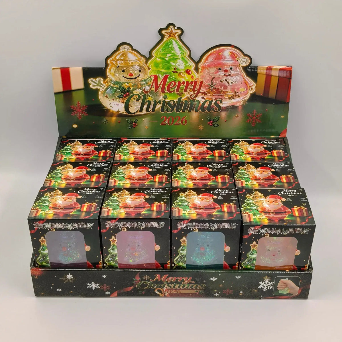 Glitter Christmas Squishy Toys Santa Snowman Tree Stress Relief