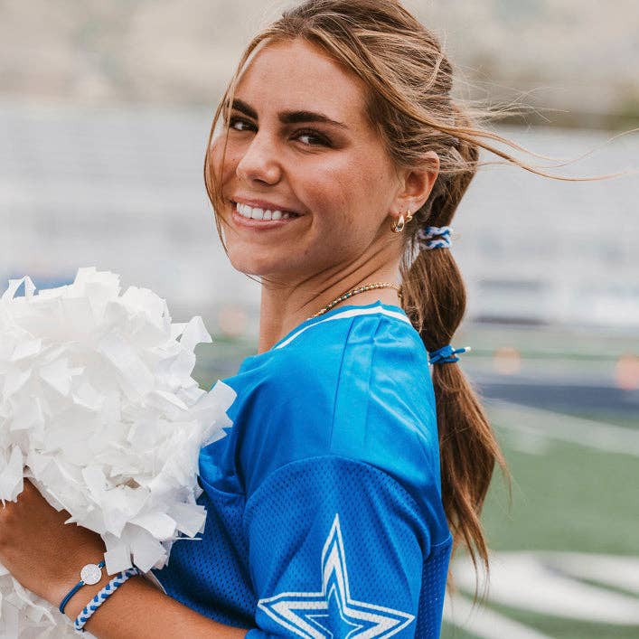 k'lani "Game Day" Blue & White Hair Tie Bracelets
