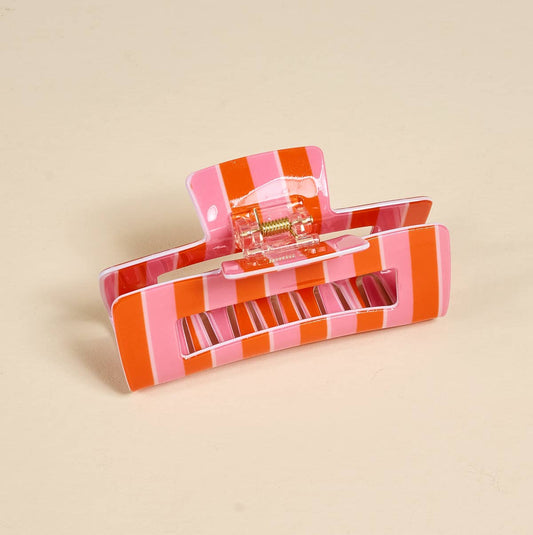The Darling Effect Claw Clip–Sicily Stripes Pink