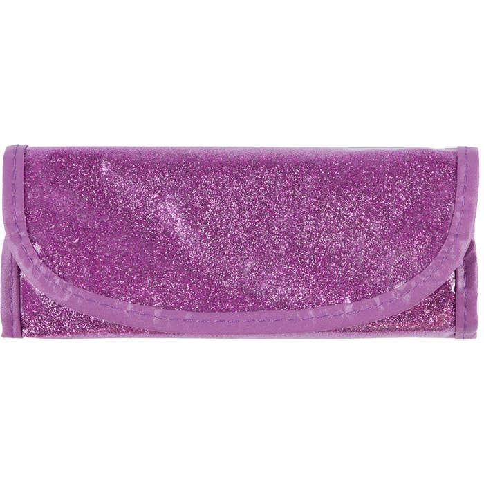 2458B Purple Glitter Make Up Brush Set w Pouch