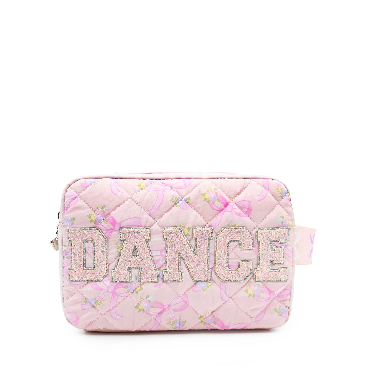'DANCE' Floral Bow Printed Quilted Pouch
