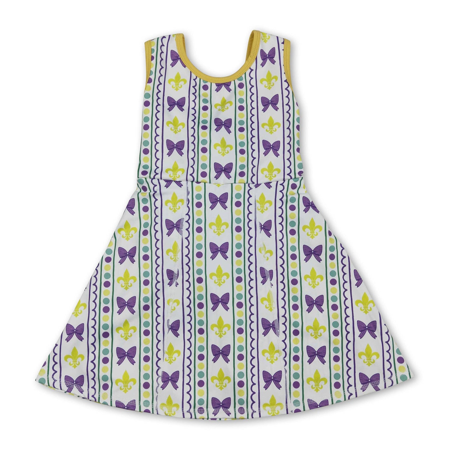 Yellow green purple plaid girls Mardi Gras athletic dress