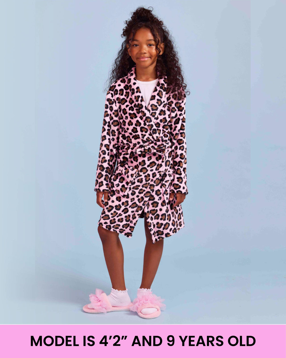 Fleece Leopard Printed Cozy Bathrobe
