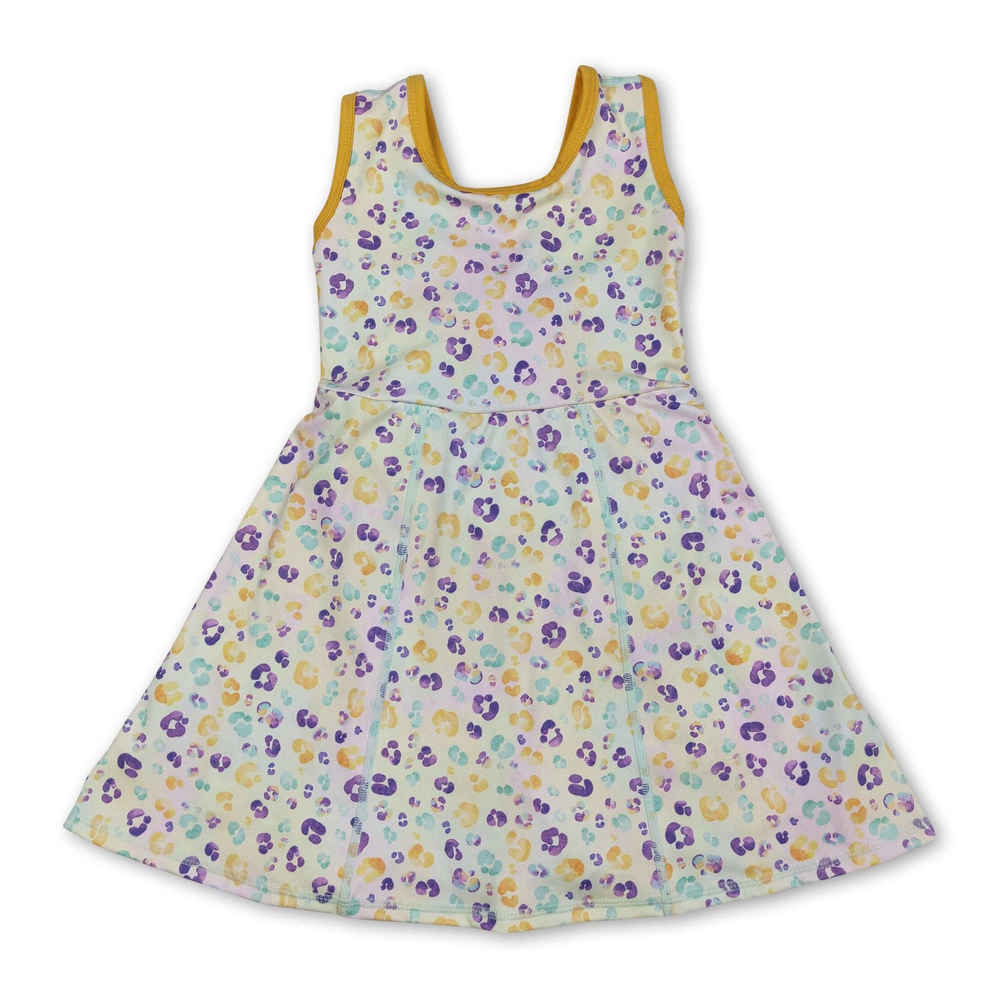 Yellow green purple plaid girls Mardi Gras athletic dress