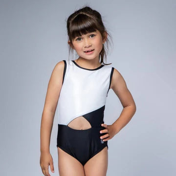 Pink Lemon White and Black Colour Block Zara Gymnastics Leotard